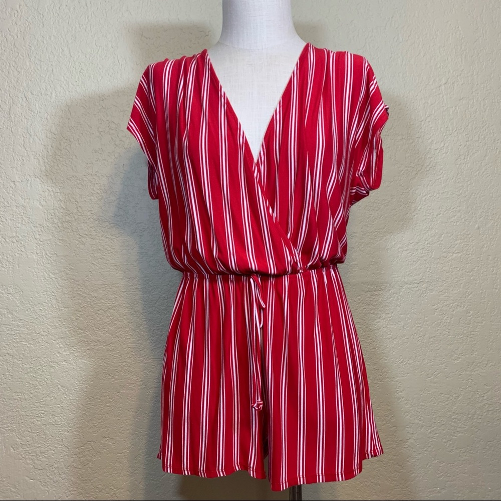 Red Striped Romper - Picture 2 of 7